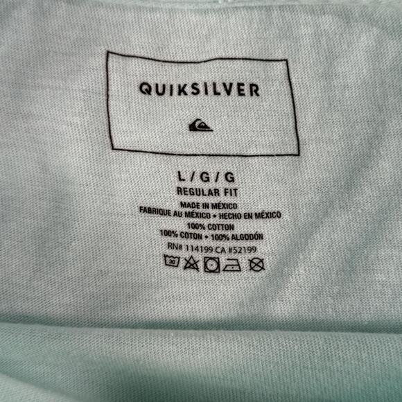Quiksilver Wave Logo Surf Surfing T-Shirt Mint Green Vintage Style Size Large - Picture 3 of 7
